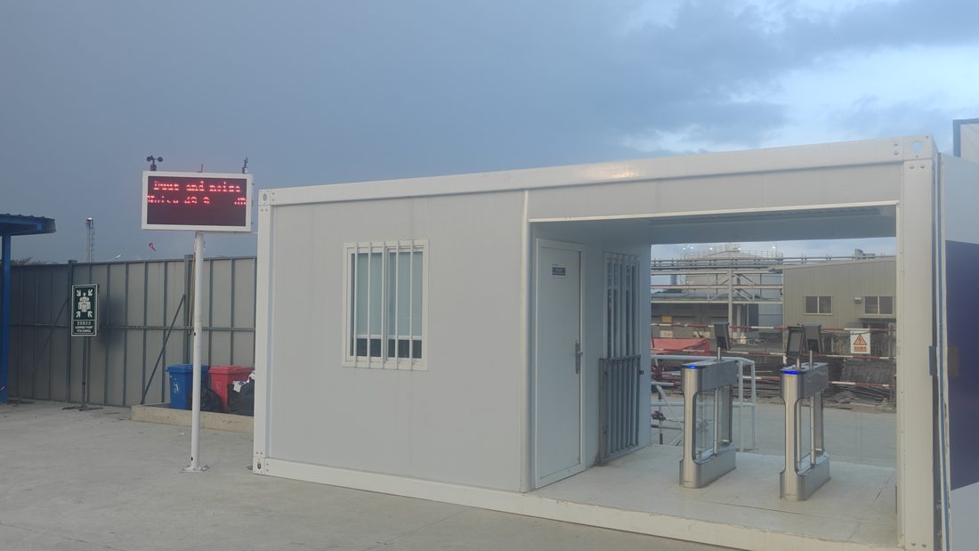 Access control gatehouse and turnstiles at the Indonesian project site